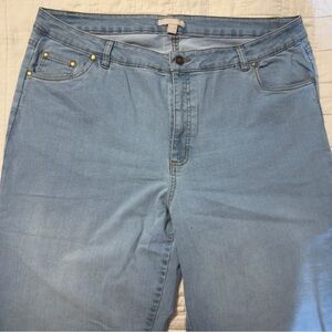 Woman Within Light Blue Denim Wide Leg Jeans Plus Size 20 Tall